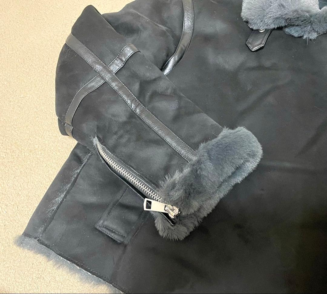 未使用！ZARA ムートンライダースジャケット ブラックLサイズ