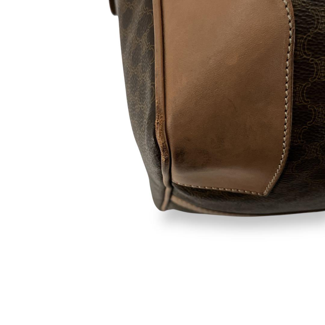 y2k 00s オールド　セリーヌ　ボストンバッグ　マカダム柄　ブラウン　PVC