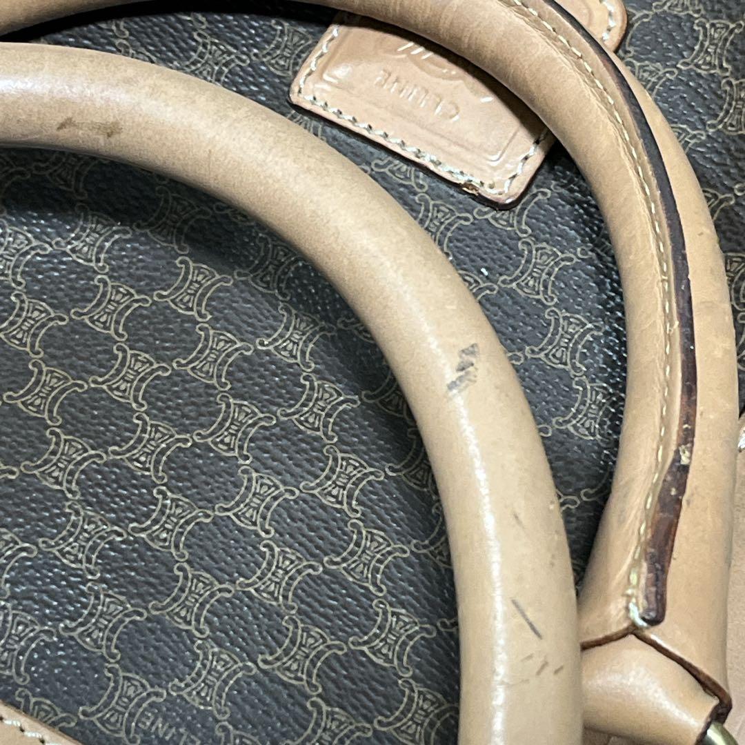 y2k 00s オールド　セリーヌ　ボストンバッグ　マカダム柄　ブラウン　PVC