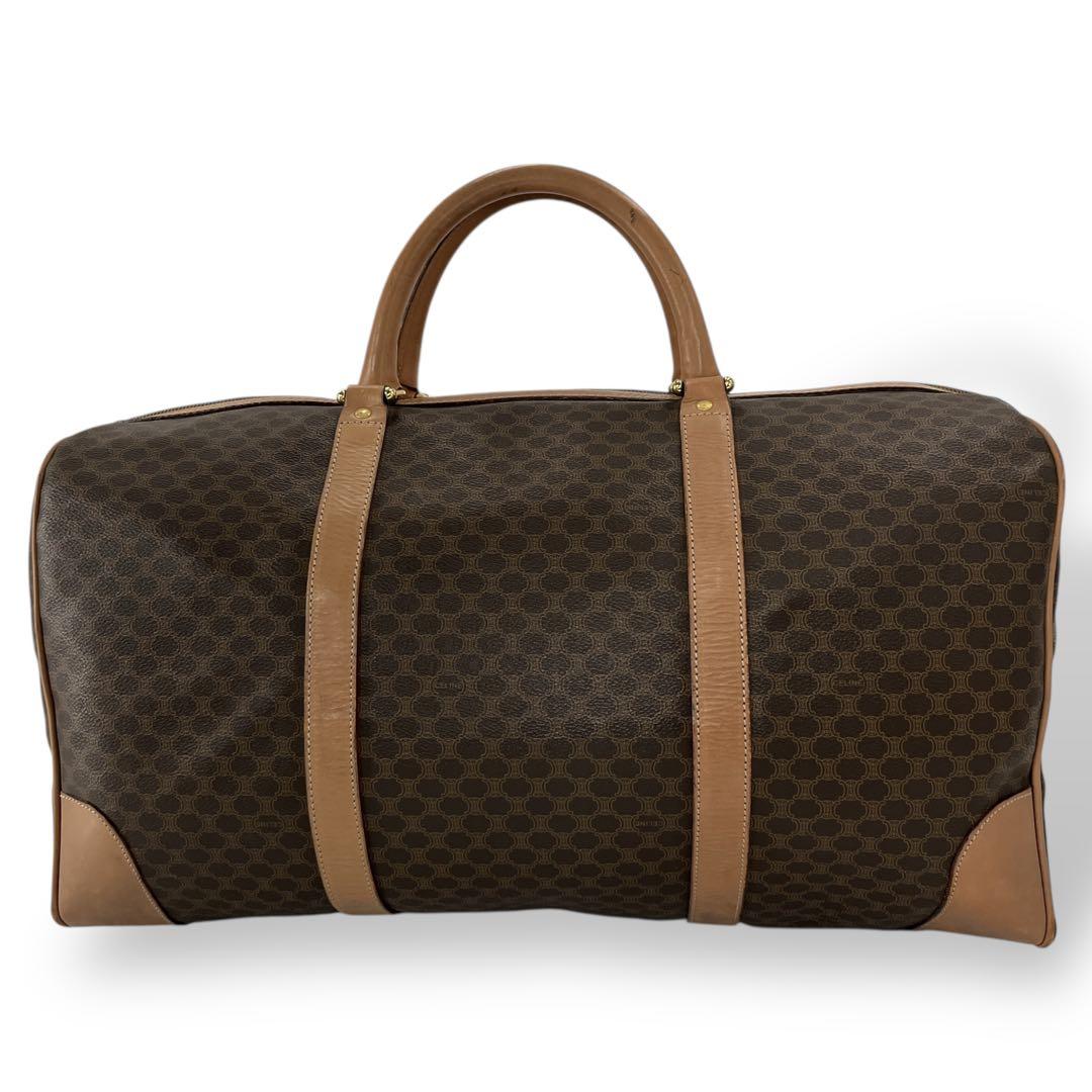 y2k 00s オールド　セリーヌ　ボストンバッグ　マカダム柄　ブラウン　PVC