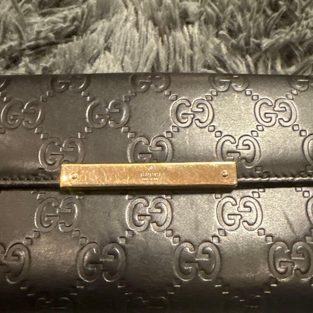 GUCCI グッチ　シマ レザー 長財布　メタルロゴ 0108-②