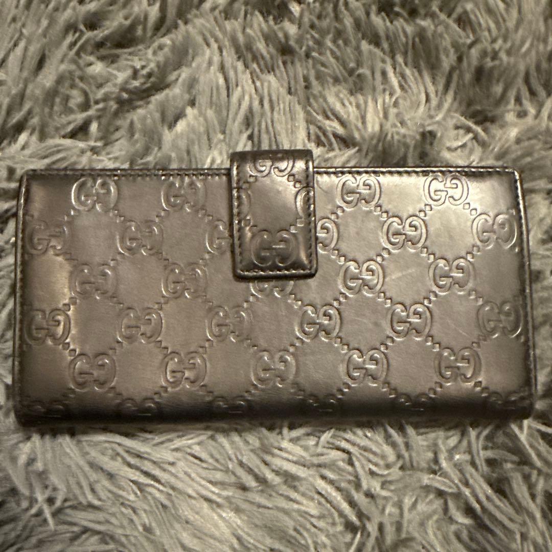 GUCCI グッチ　シマ レザー 長財布　メタルロゴ 0108-②