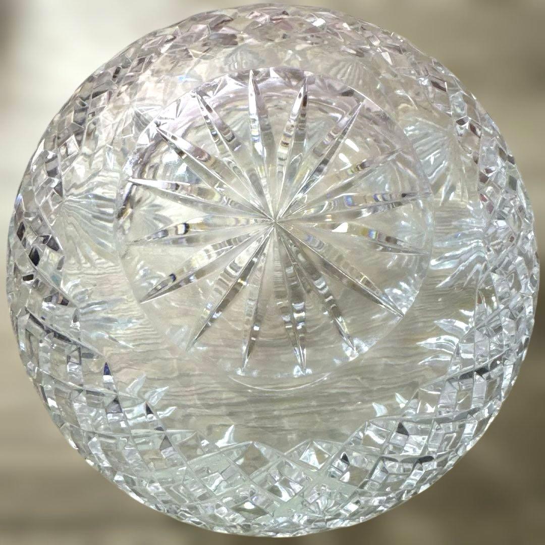 チェコ製 クリスタルガラス 花瓶 重厚 丸型 フラワーベース 高さ17cm