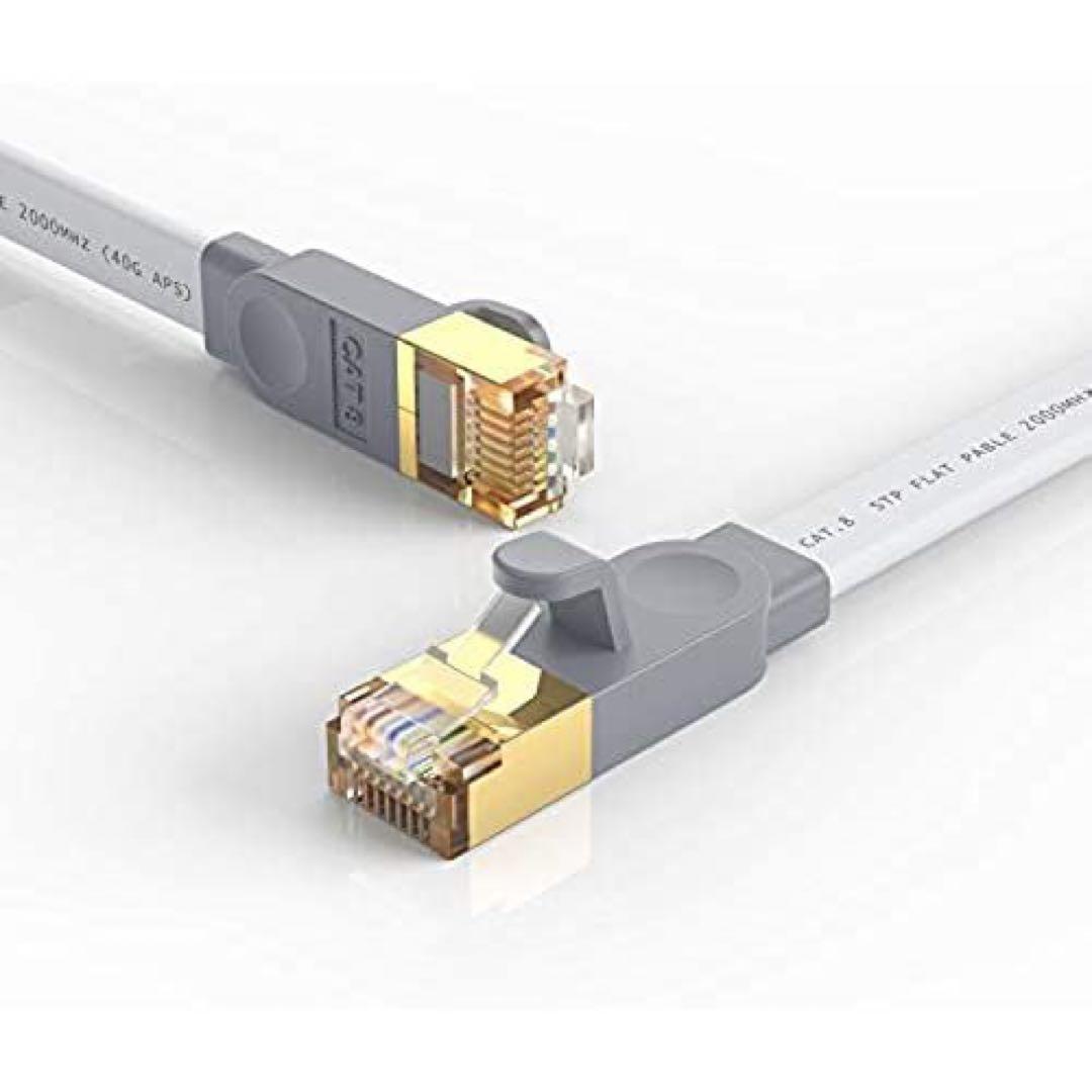 CAT8 LANケーブル 8m FLUKE検証ずみ フラット 超高速カテゴリー