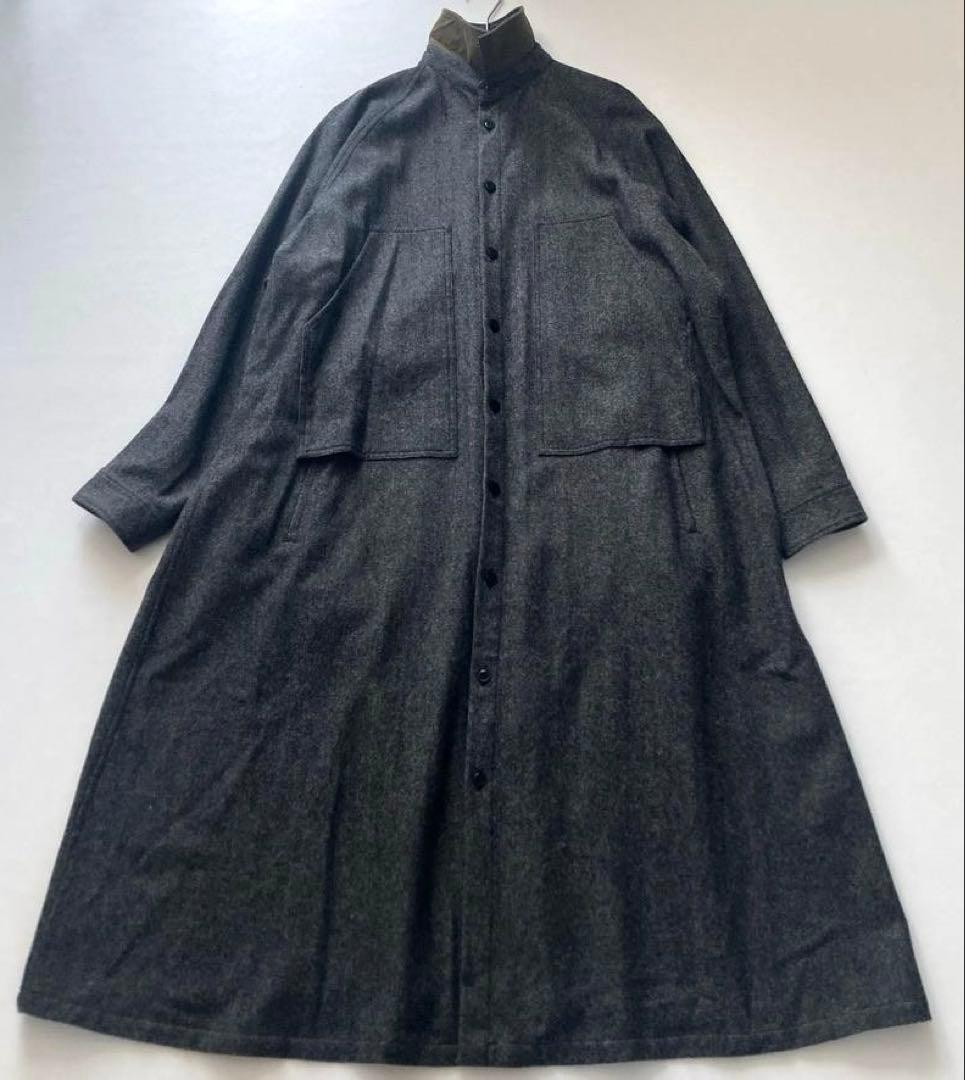 d*2様 【美品】Y's ヨウジヤマモト　ウールシャツワンピース マキシ丈 コー