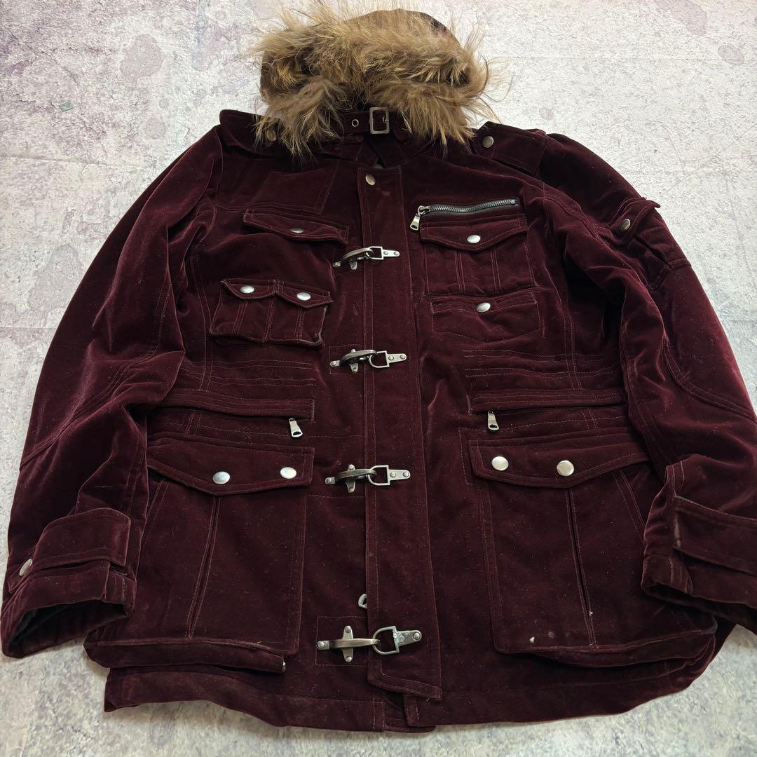 ジャケット・アウター 00s grunge velor fur fireman coat y2k