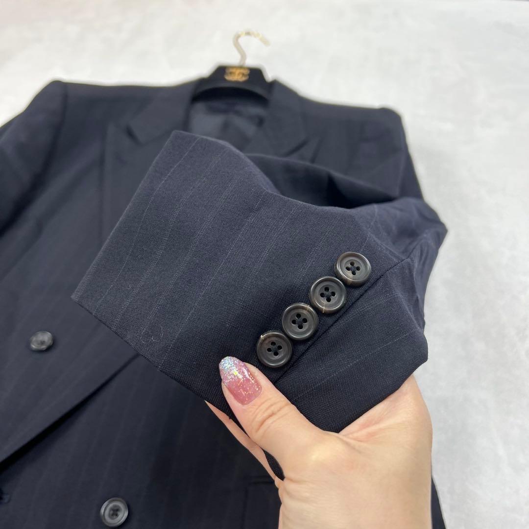 I8⑧ XL BB7 バーバリーロンドン ダブル モヘア混 スーツ メンズ