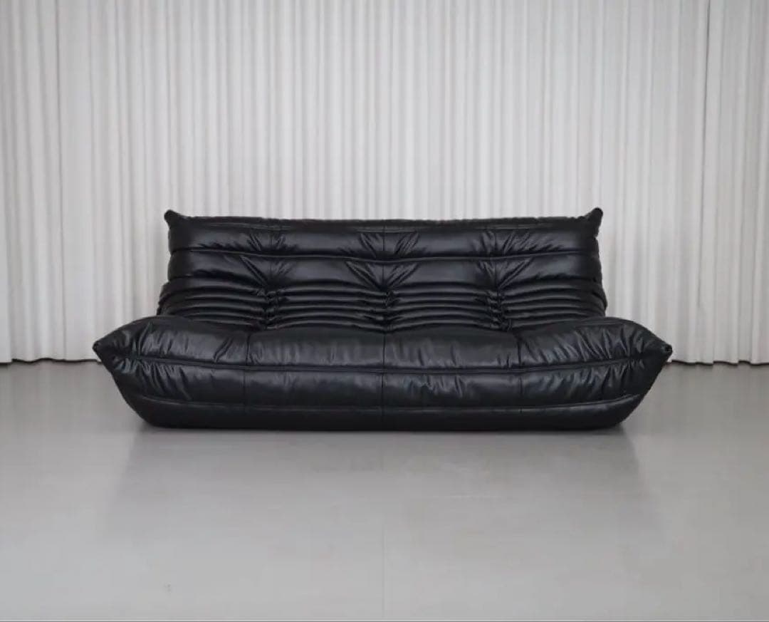 【希少】リーンロゼ トーゴ ligne roset 3P ソファ 黒 レザー 革