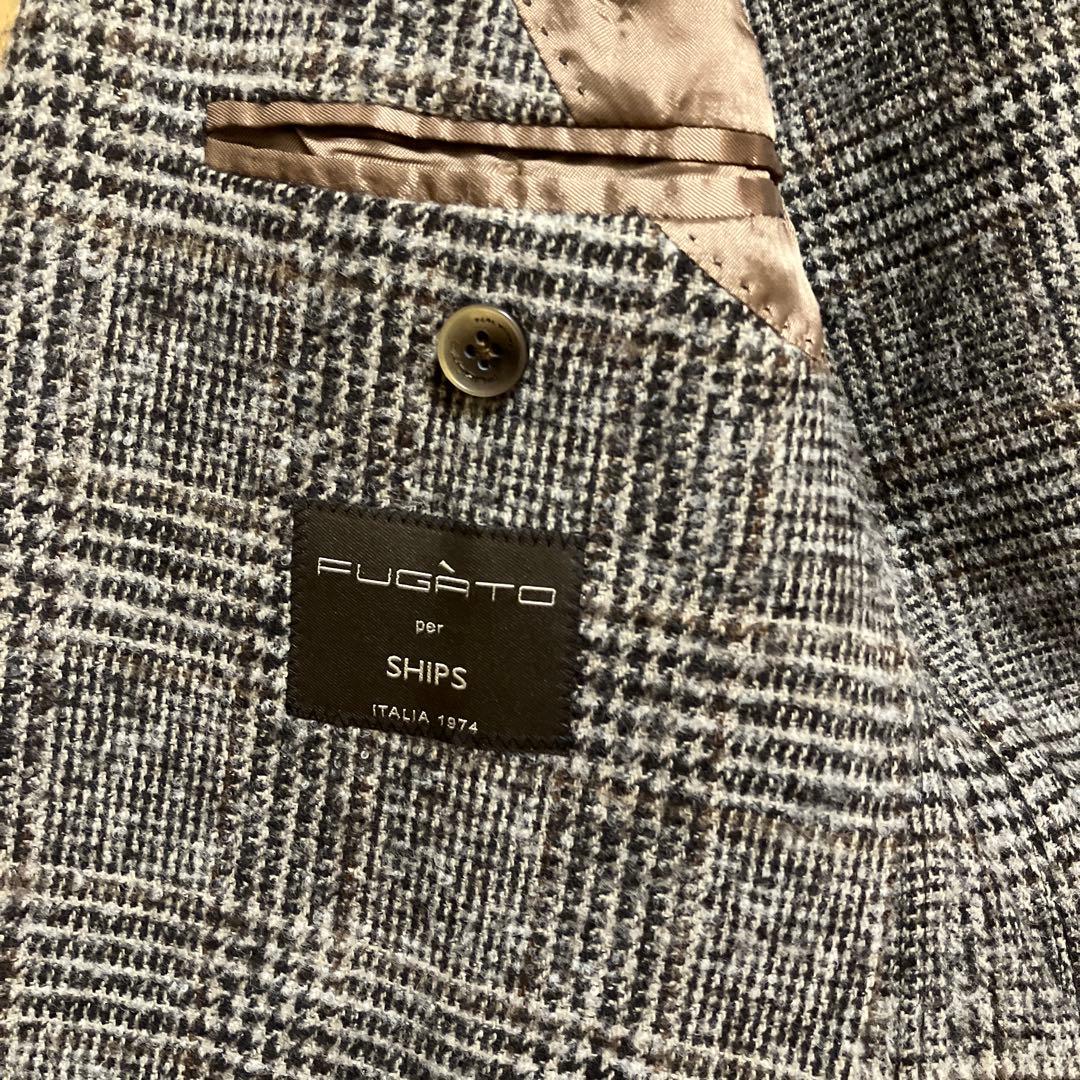 美品 グレンチェックジャケット ブラウン シップス イタリア FUGATO