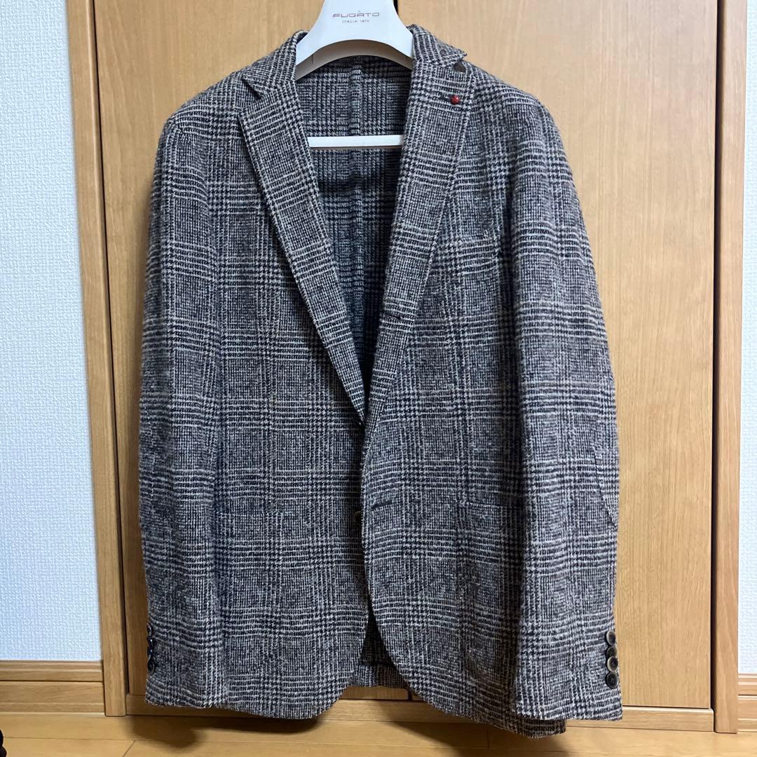 美品 グレンチェックジャケット ブラウン シップス イタリア FUGATO