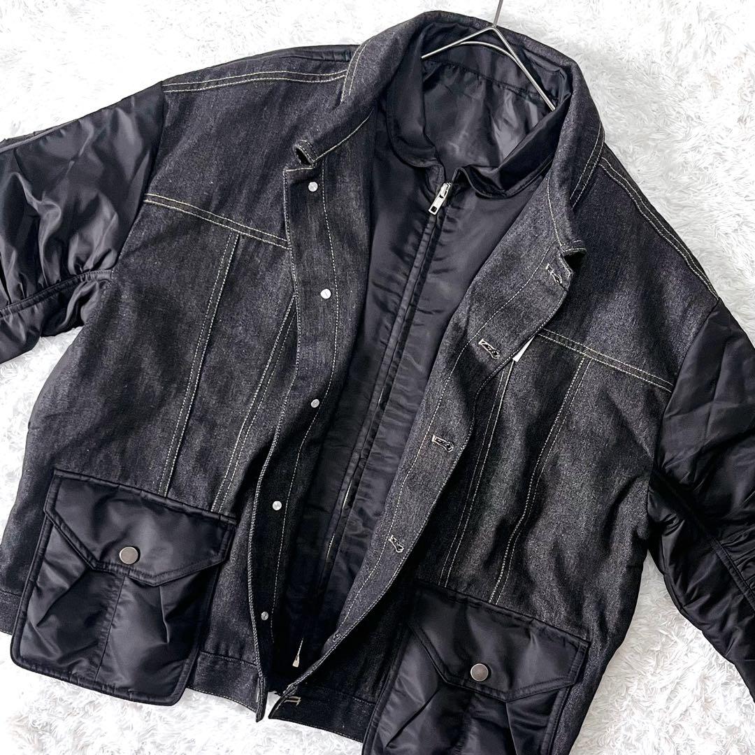 新品未使用 アンティカ デニム×MA-1 ドッキングジャケット 異素材 F