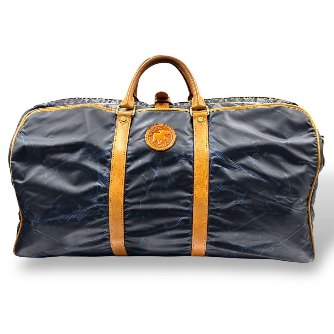 【ヴィンテージ】ハンティングワールド　ボストンバッグ　トラベル　ナイロン　レザー