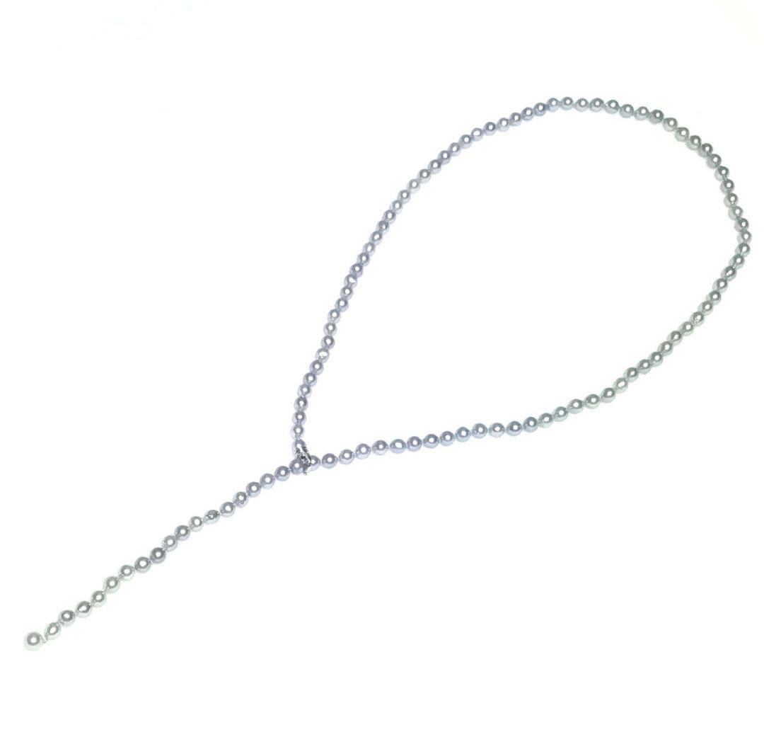 美品♡k18金具♡ナチュラルブルー♡アコヤ真珠♡90㎝♡ロングネックレス