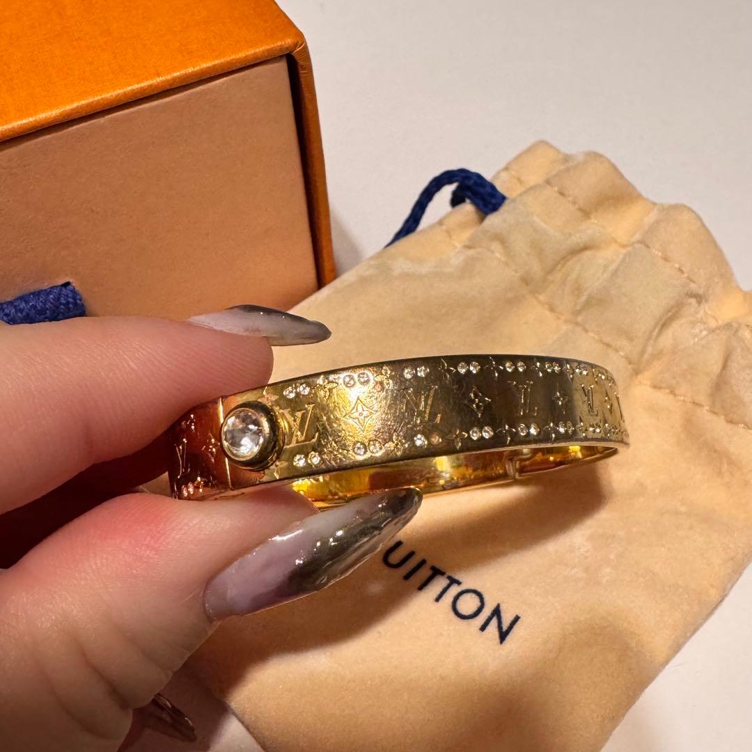 LOUIS VUITTON リジットブレスレットナノグラムストラス　sサイズ