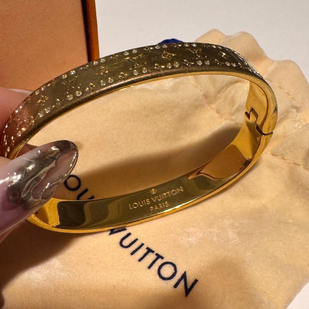 LOUIS VUITTON リジットブレスレットナノグラムストラス　sサイズ