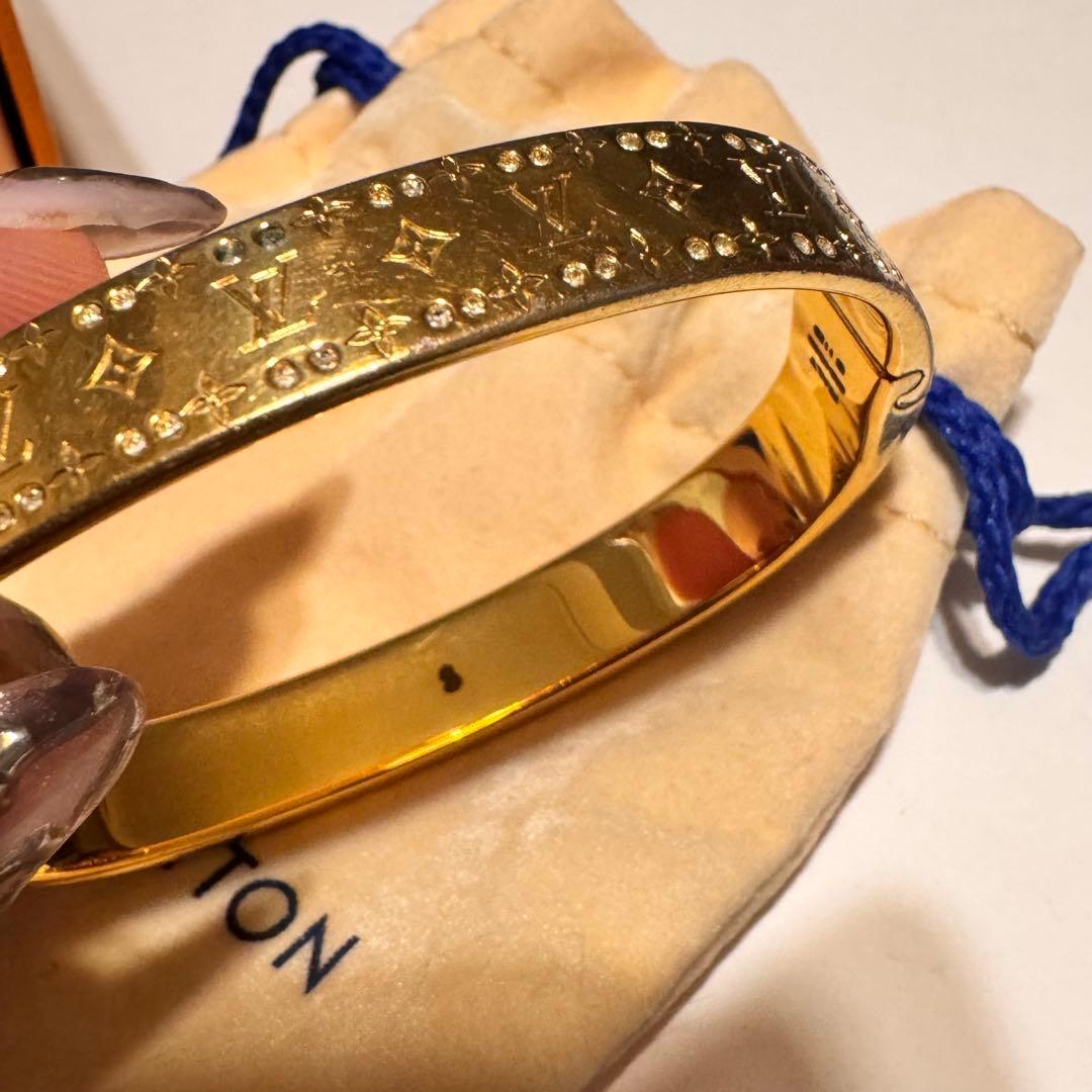 LOUIS VUITTON リジットブレスレットナノグラムストラス　sサイズ