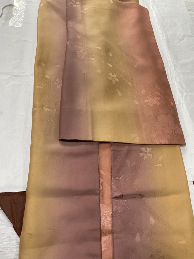 【美品】長襦袢　袷　正絹　桜模様　グラデーション