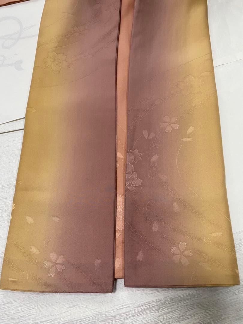 【美品】長襦袢　袷　正絹　桜模様　グラデーション