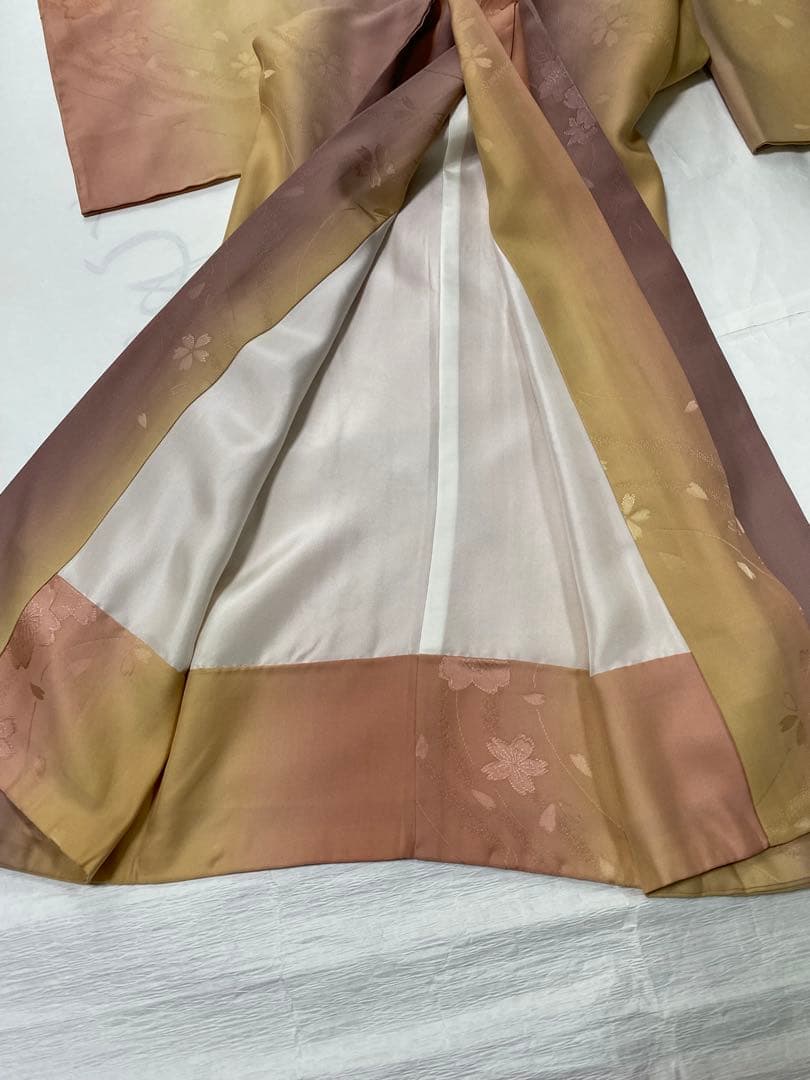 【美品】長襦袢　袷　正絹　桜模様　グラデーション