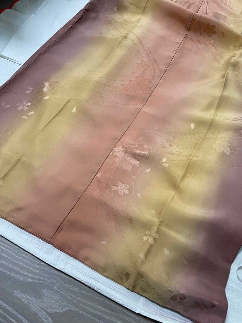 【美品】長襦袢　袷　正絹　桜模様　グラデーション
