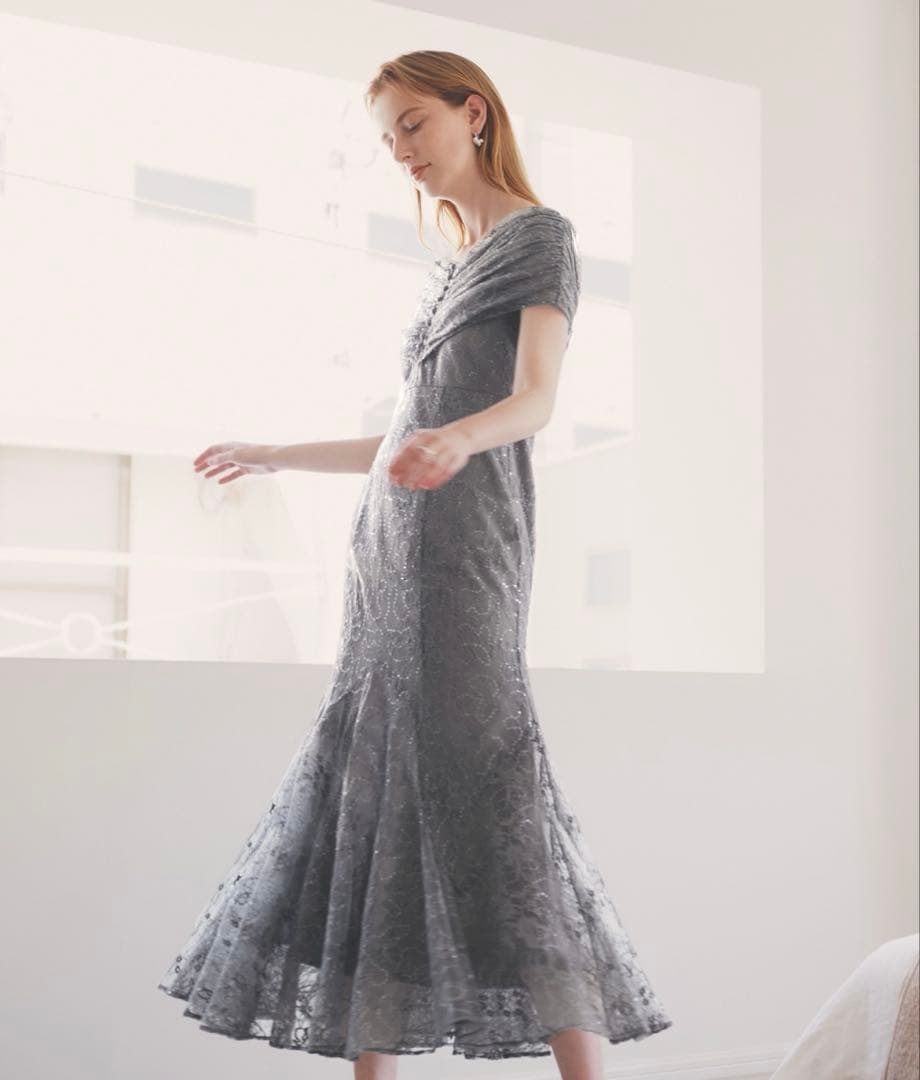 【Sサイズ】LEJA 2wayレース花柄オフショルダードレス