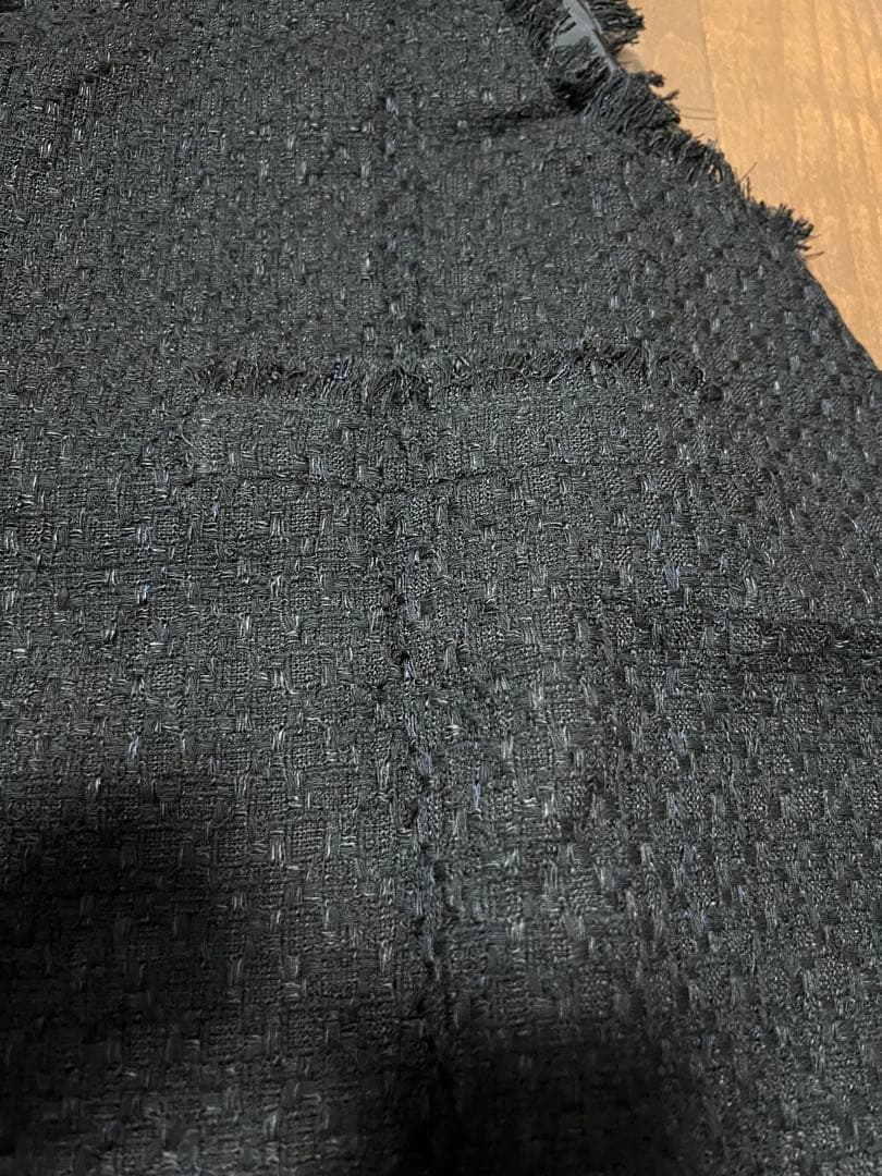 ハンドメイド　ジレ　ブラックツイード