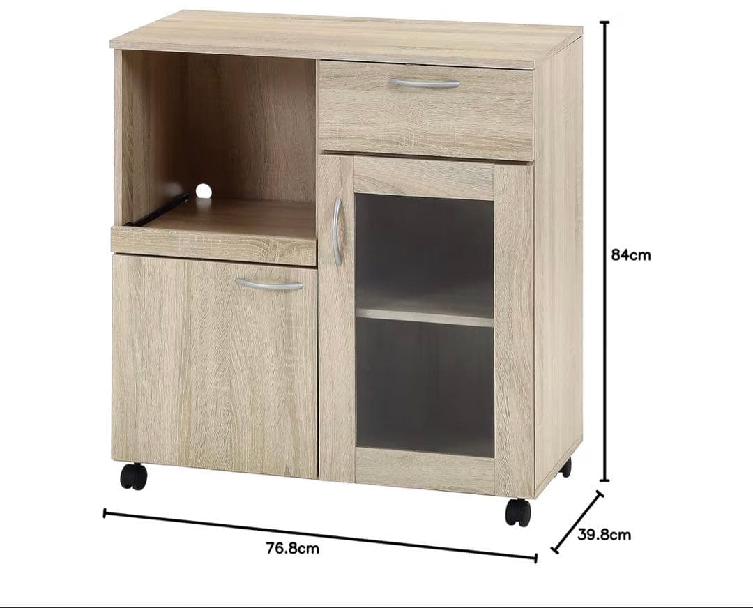 【完成品・送料込】キッチンワゴン キャビネット ホワイトオーク 美品