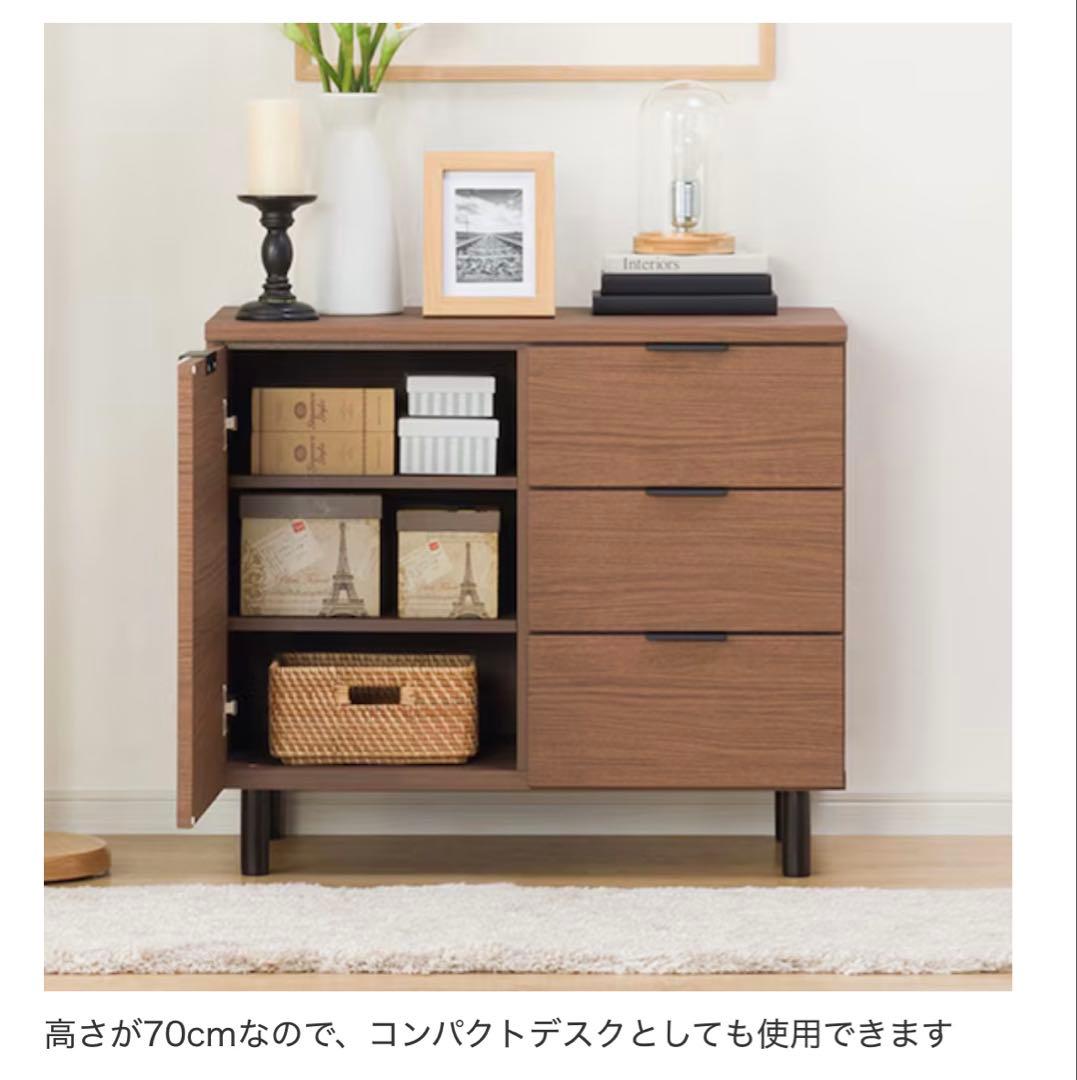 【美品】ニトリ　サイドボード（エトナ80SB MBR）　ミドルブラウン