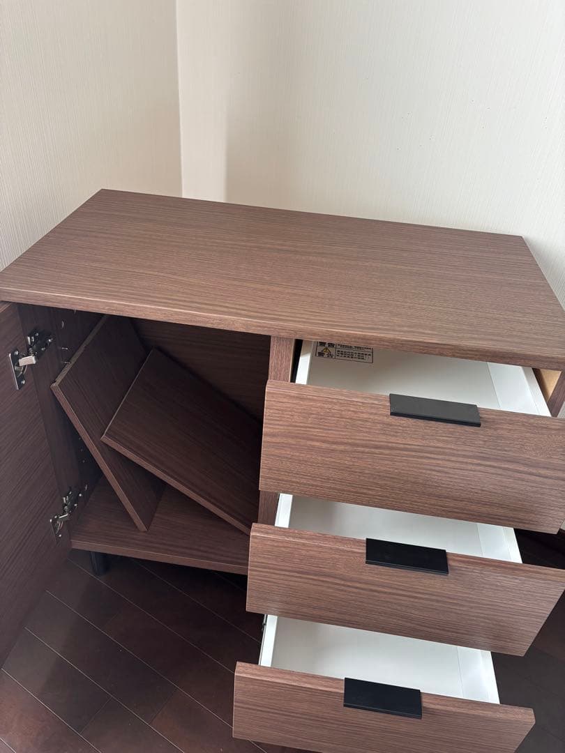 【美品】ニトリ　サイドボード（エトナ80SB MBR）　ミドルブラウン