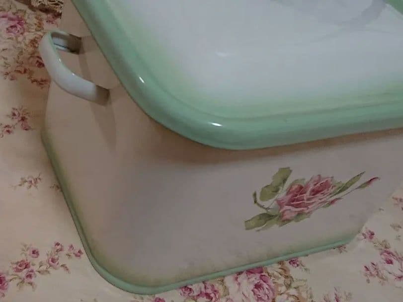 イマン　イマンガーデン　ストッカー　Imane 花柄　　グリーン　ホーロー