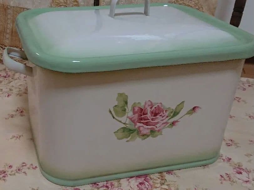 イマン　イマンガーデン　ストッカー　Imane 花柄　　グリーン　ホーロー