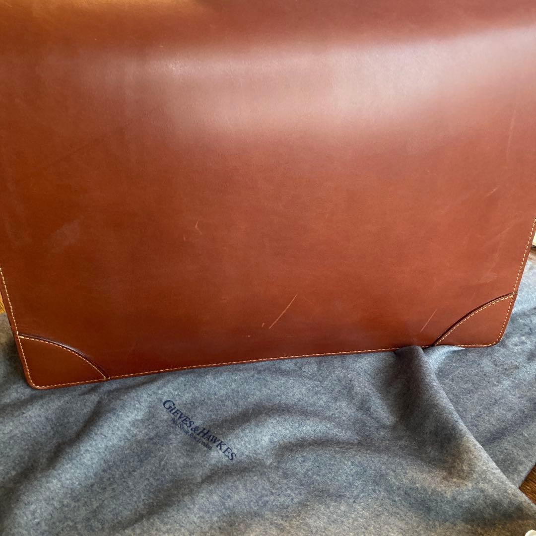 GIEVES & HAWKES ブラウンレザー ブリーフケース　GLAY布袋付き