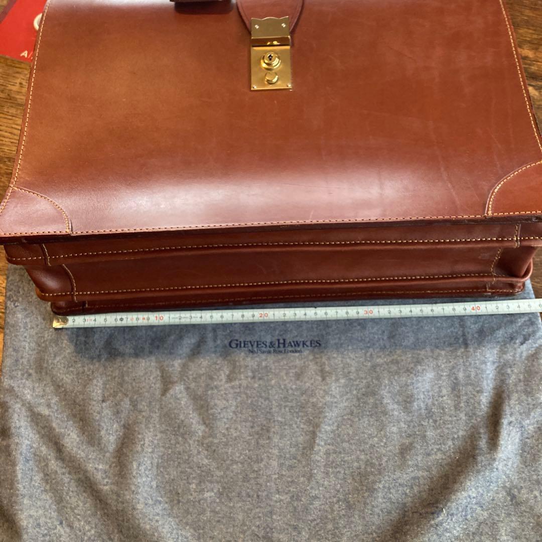 GIEVES & HAWKES ブラウンレザー ブリーフケース　GLAY布袋付き