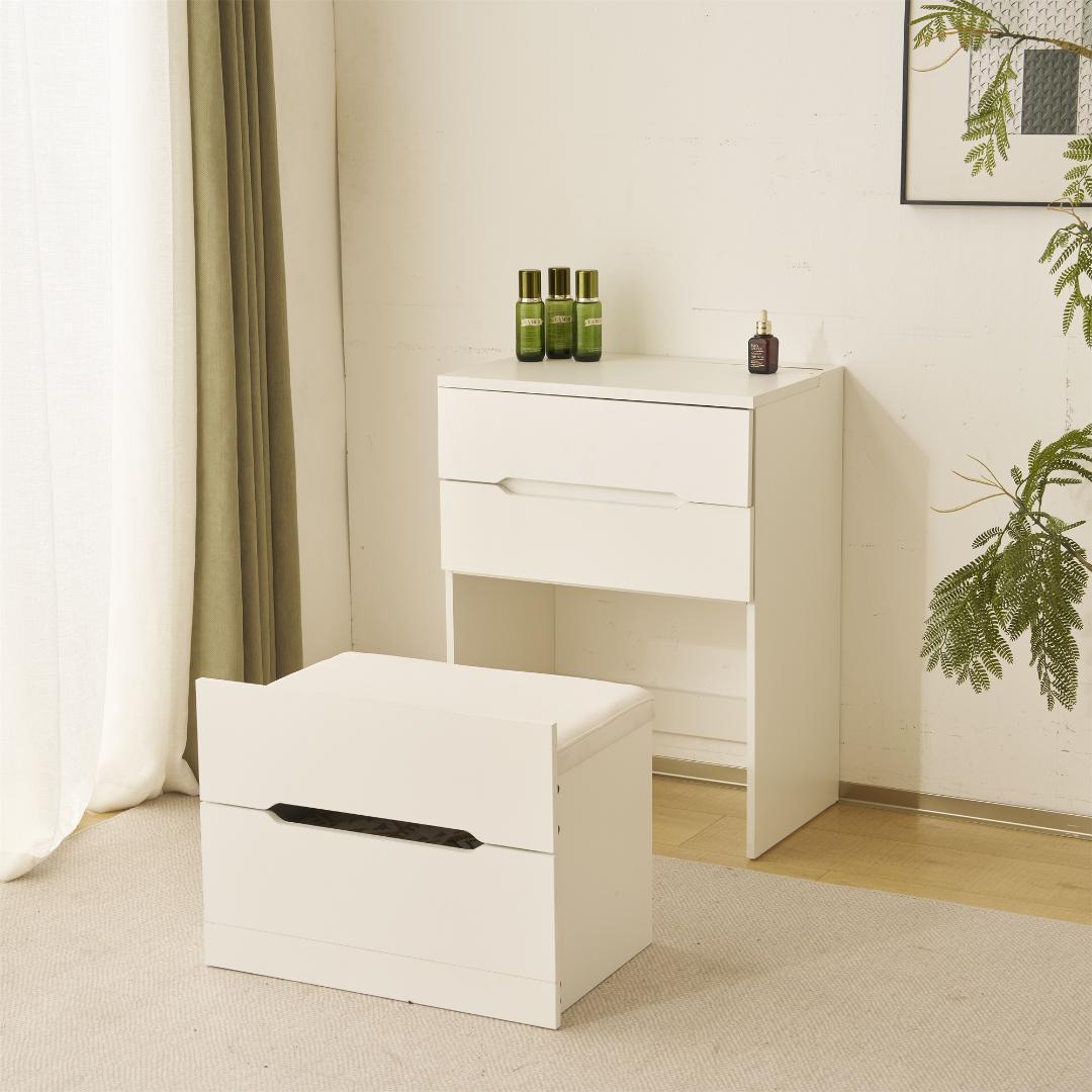 ドレッサー 化粧台 ドレッサーセット 3色調節 鏡台 LEDミラー　WHITE