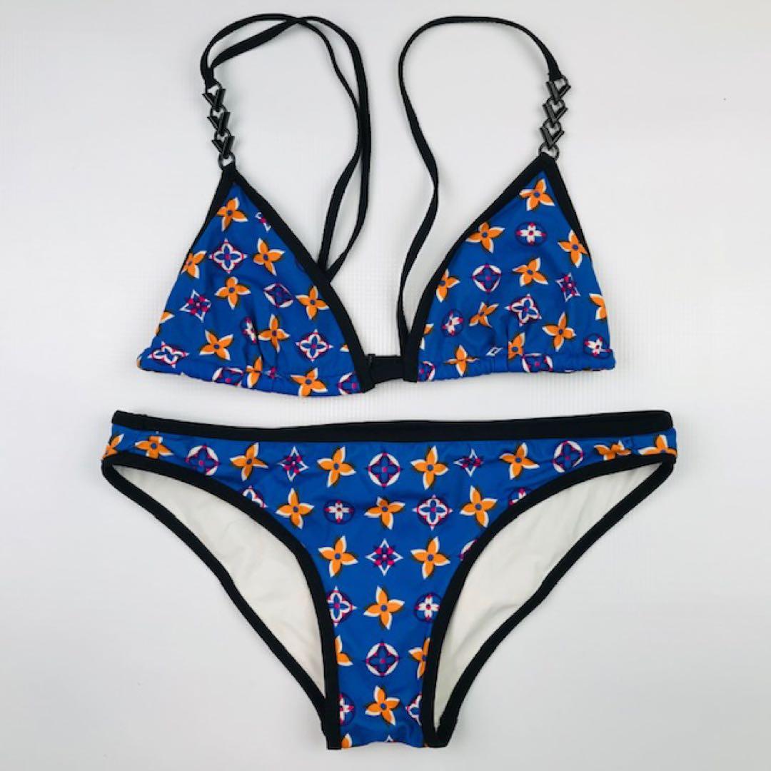 新品同様★ルイヴィトン・モノグラム総柄 メタルV ビキニ 水着(34)