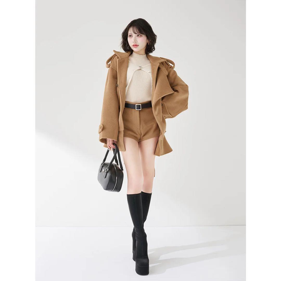 新品タグ付 ダーリッチ メルトンミドルショートパンツ キャメル M