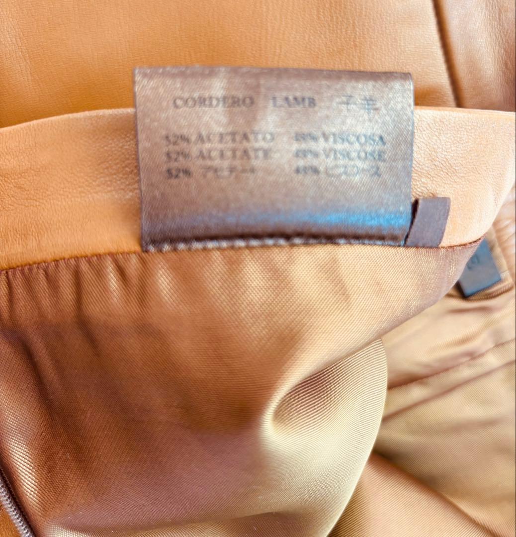 ロエベ　子羊革パンツ　キャメル