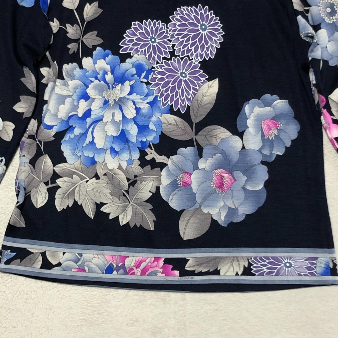 【匿名配送】レオナール 長袖カットソー シルク混 花柄フラワー Mサイズ