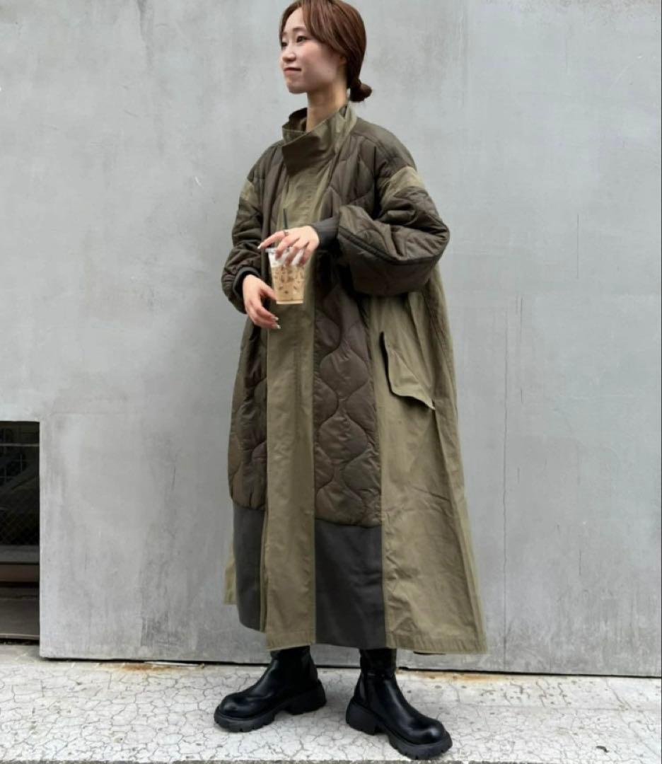 エシンタetsinta 切替マキシミリタリーコート カーキ