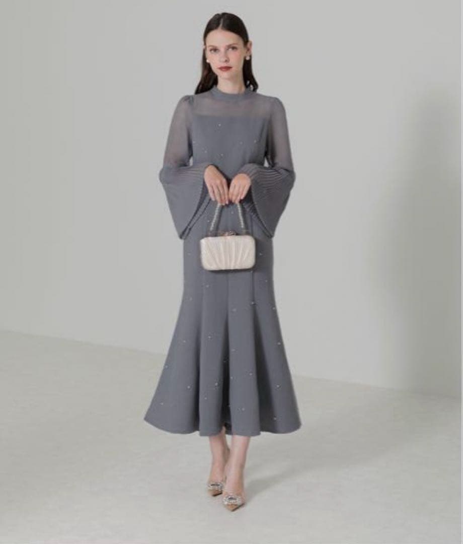 フレアスリーブ パーティードレス