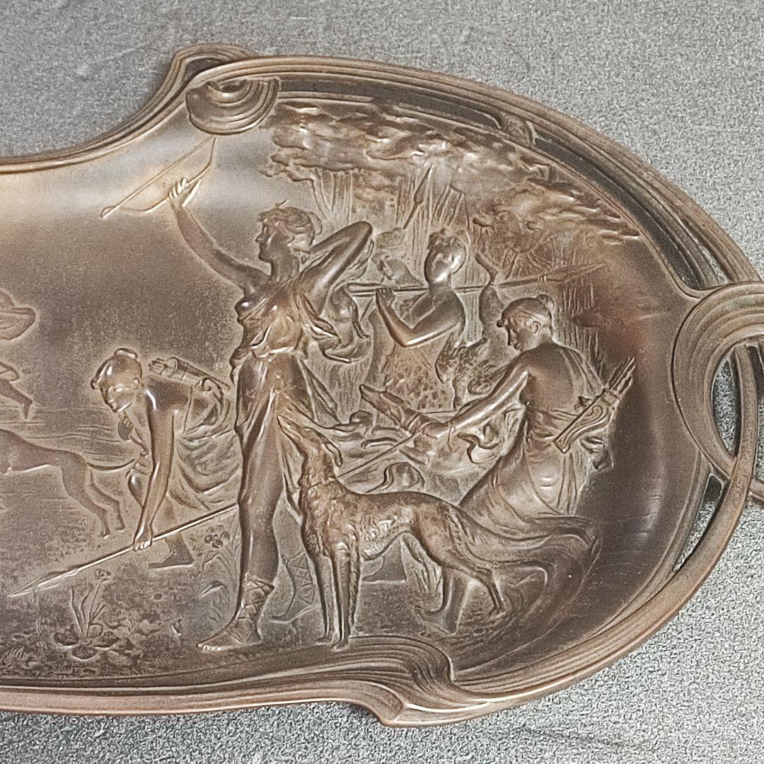 フランス製　アールヌーヴォーの真鍮製　トレイ希少美品　アンティーク骨董品　 銅製