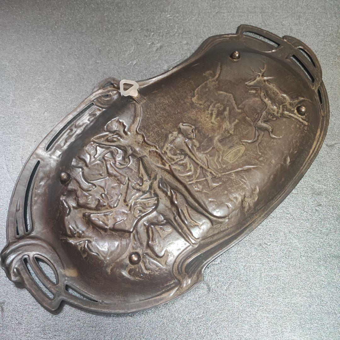 フランス製　アールヌーヴォーの真鍮製　トレイ希少美品　アンティーク骨董品　 銅製