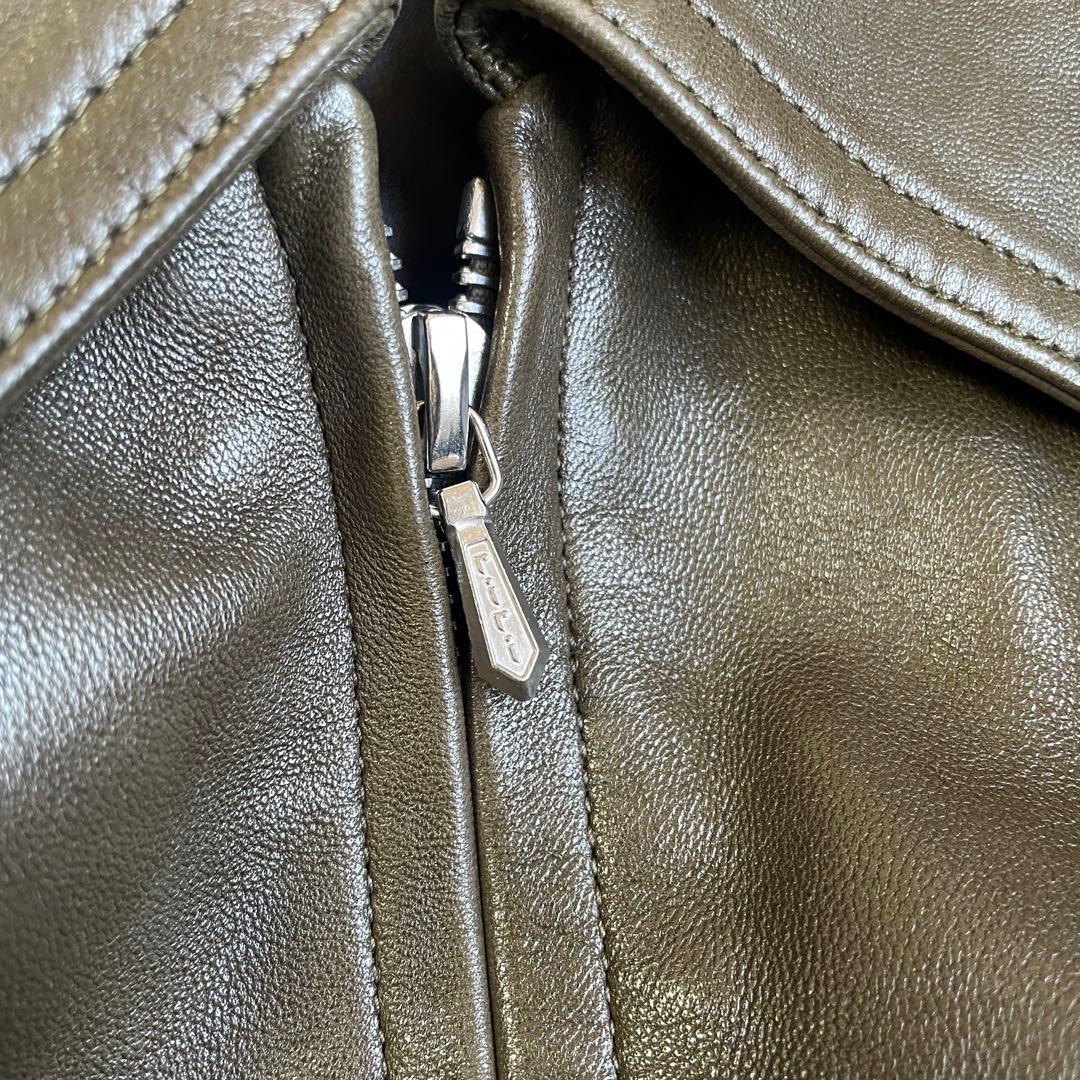 美品 サイズ0 アニエスベースペシャル シングルライダースジャケット カーキ