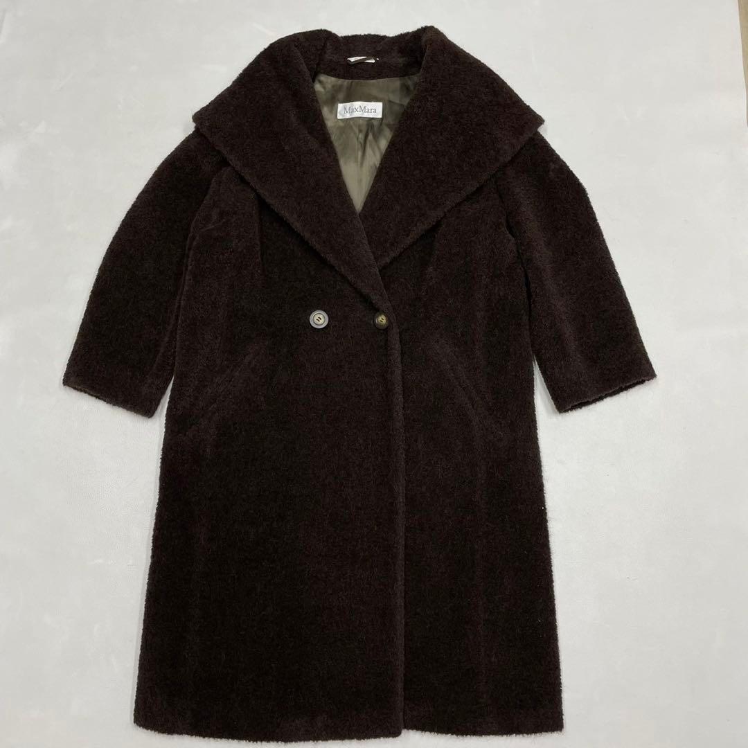 美品 MAX MARA マックスマーラ アルパカ ビッグカラー ロングコート