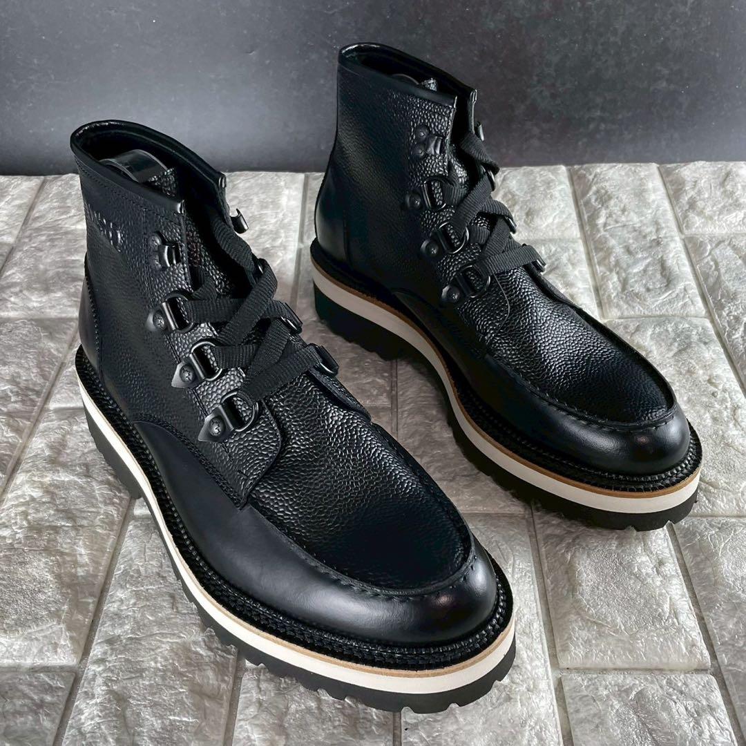 新品/EU44 DSQUARED2 ワークブーツ 型押し レザー イタリア製 黒
