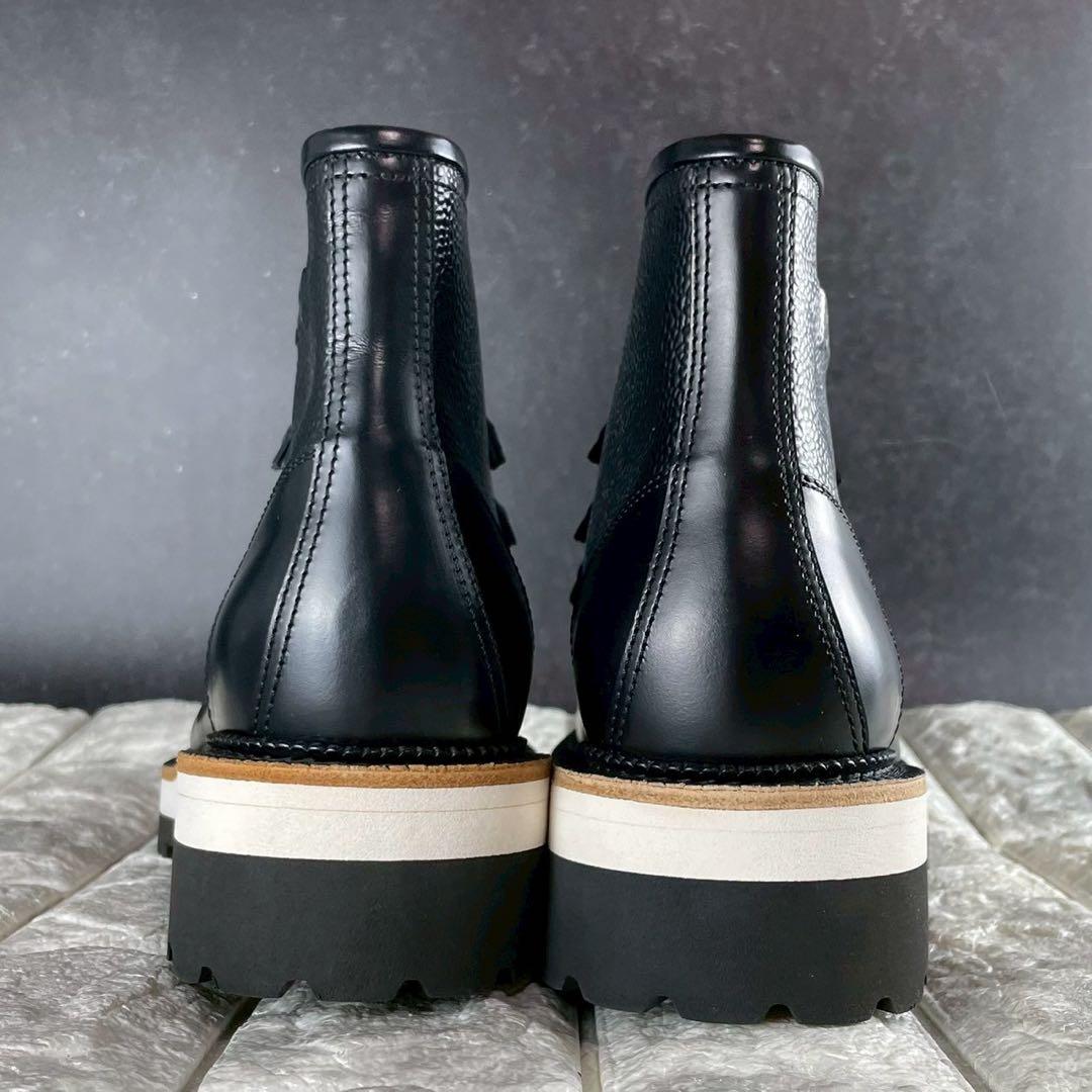 新品/EU44 DSQUARED2 ワークブーツ 型押し レザー イタリア製 黒