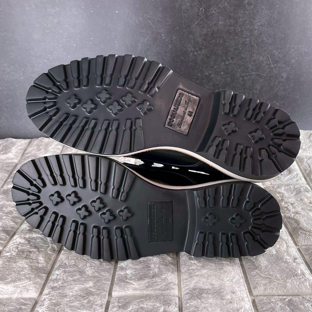 新品/EU44 DSQUARED2 ワークブーツ 型押し レザー イタリア製 黒