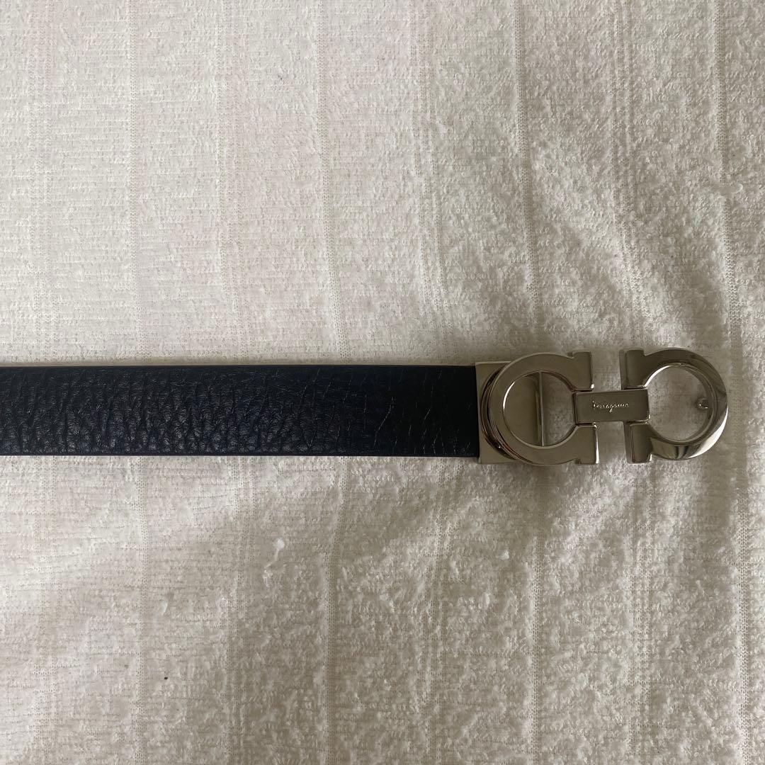 Salvatore Ferragamoガンチーニレザー ベルト黒×クリーム未使用