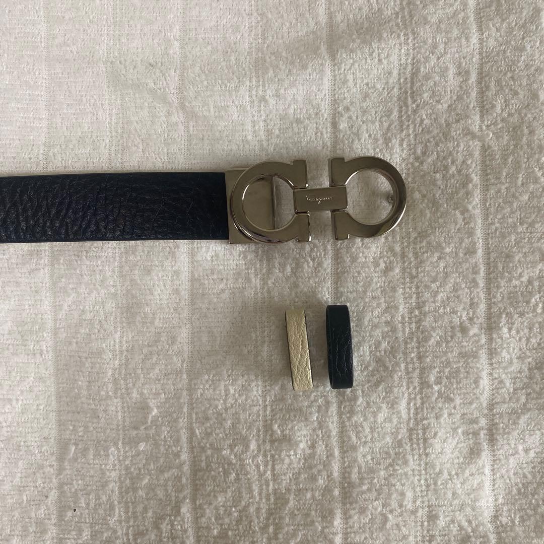 Salvatore Ferragamoガンチーニレザー ベルト黒×クリーム未使用