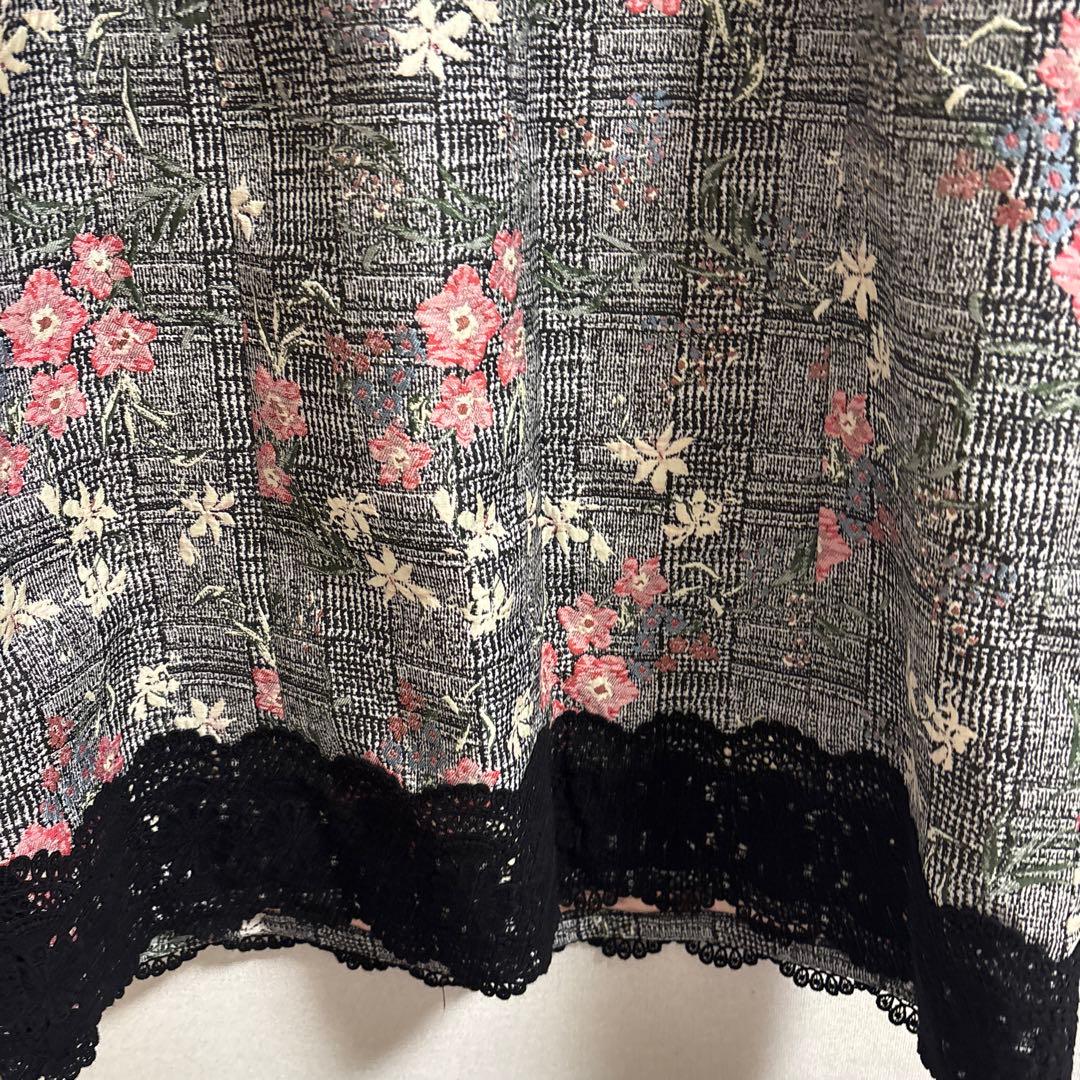 スーパービューティー44⭐︎黒xピンクノースリーブ花柄ワンピース